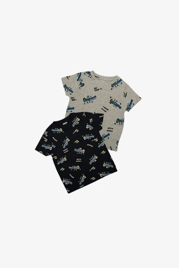 Boys Chest Print/All Over Print  T-Shirt (pack of 2) Combo - Image 3